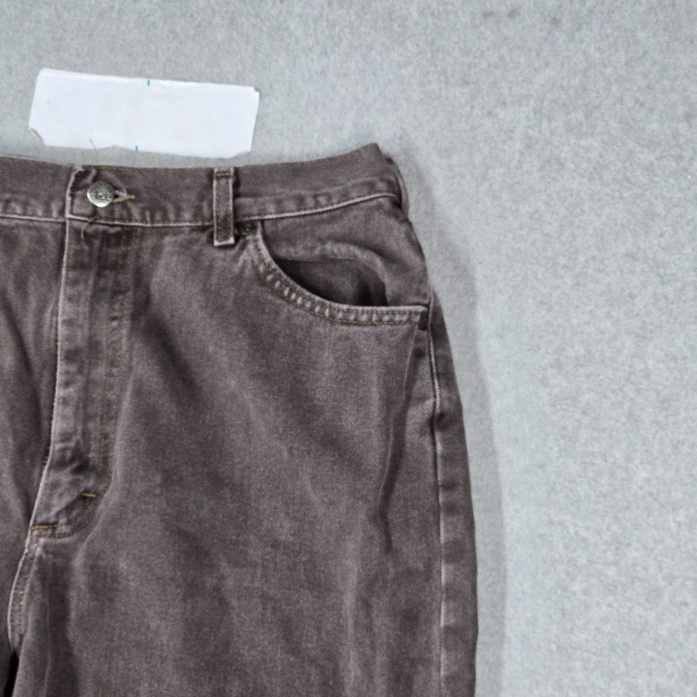 VINTAGE Lee Riveted Women Jeans 18 MED Brown High Rise Taper Denim 29" Inseam - Picture 4 of 16